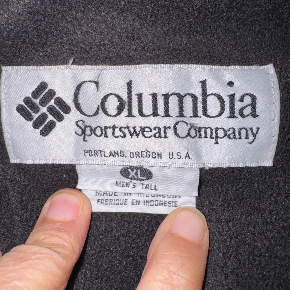Columbia Mens XL Tall Black Fleece Lined Full Zip Nylon Jacket  XL-T Pit Zips‎